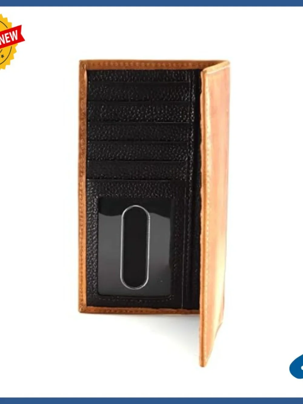 Genuine Leather Bi-Fold Wallet, Multiple Card Slots, ID Window, Western Style
